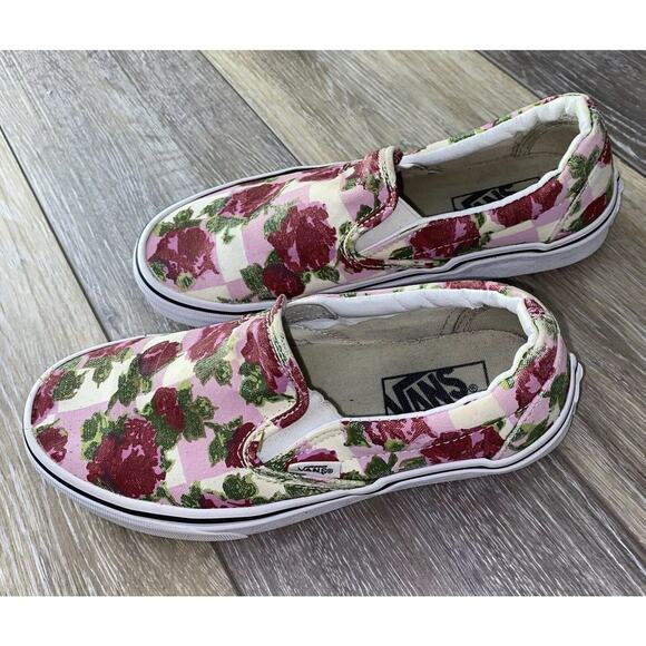 Vans Pink and Red Floral Slip-On Sneakers - Picture 6 of 10